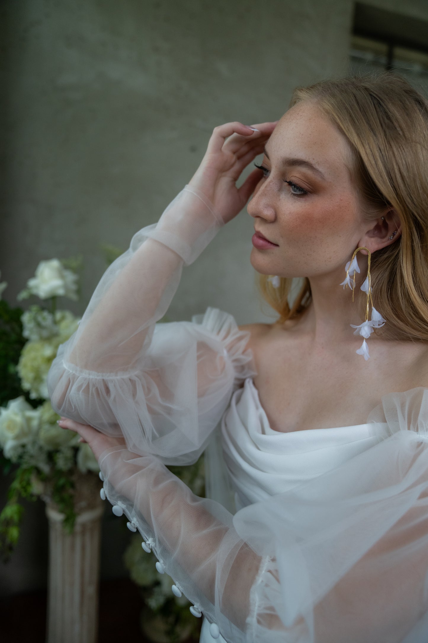 Gathered Juliet Tulle Sleeve Cape