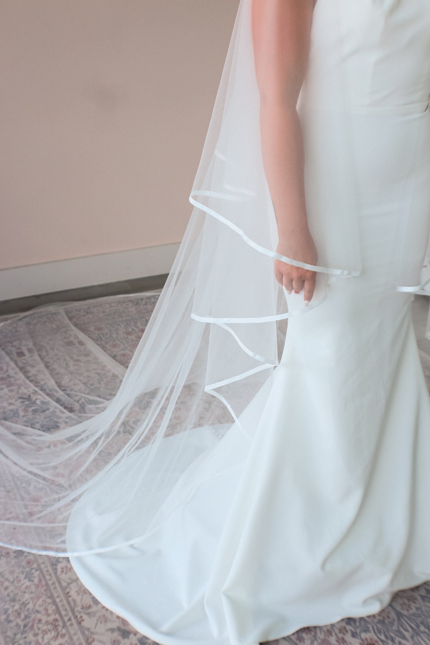 Satin Ribbon Edge Cathedral Veil