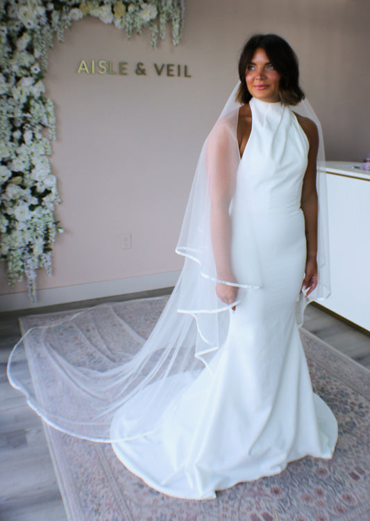 Satin Ribbon Edge Cathedral Veil