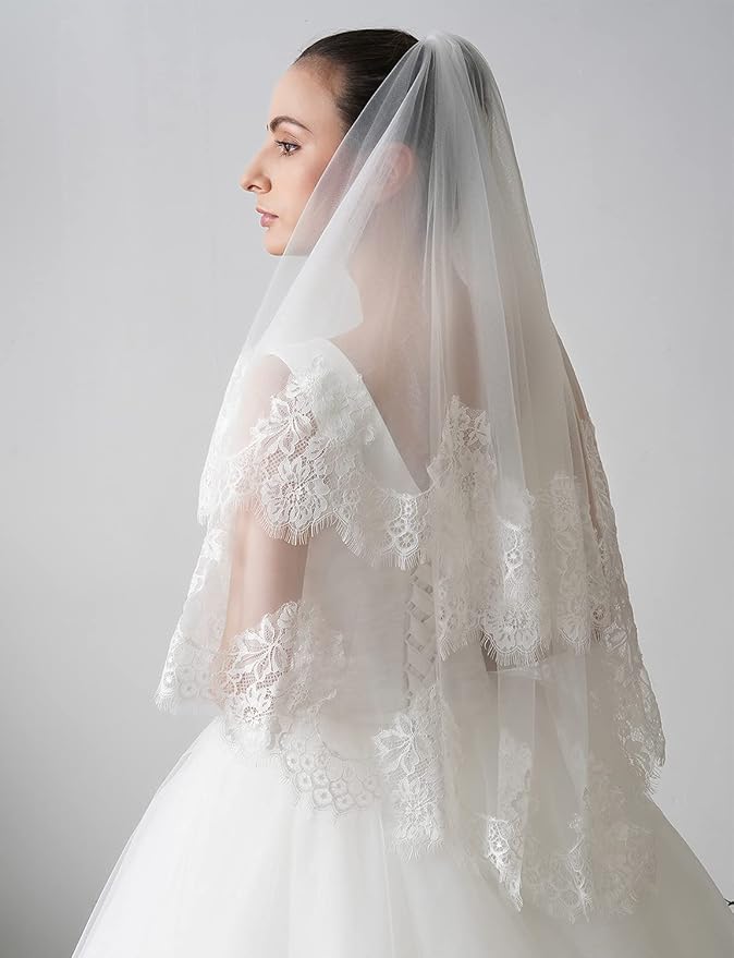 Soft Spanish Fingertip Veil with Blusher