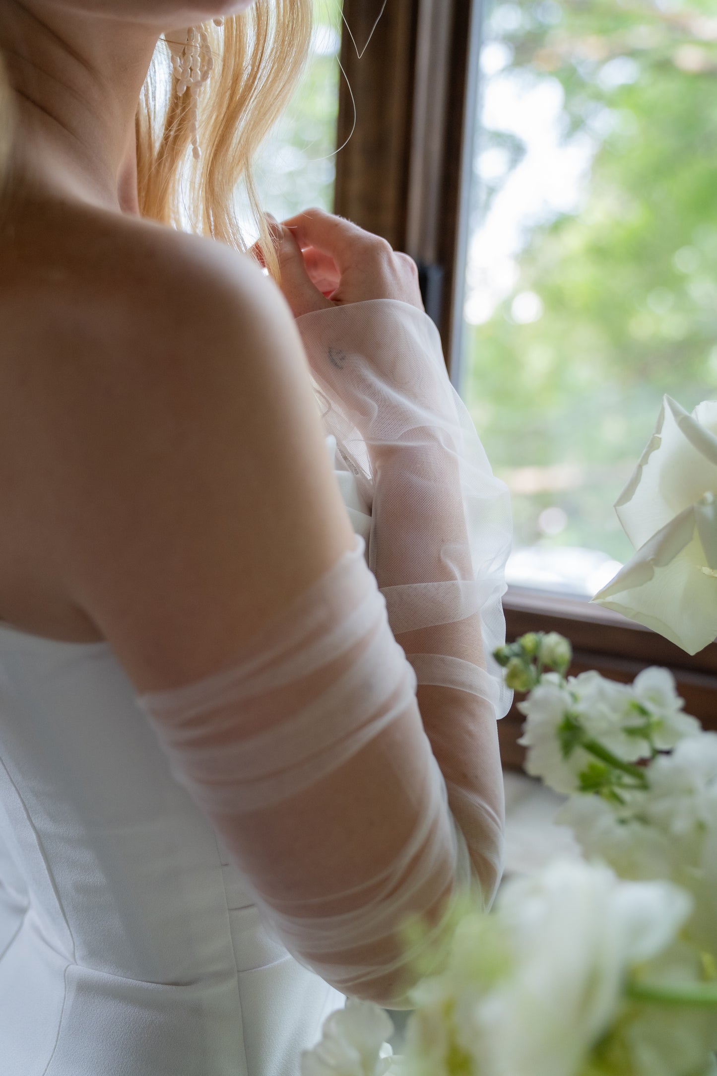 Soft Ruched Tulle Sleeve