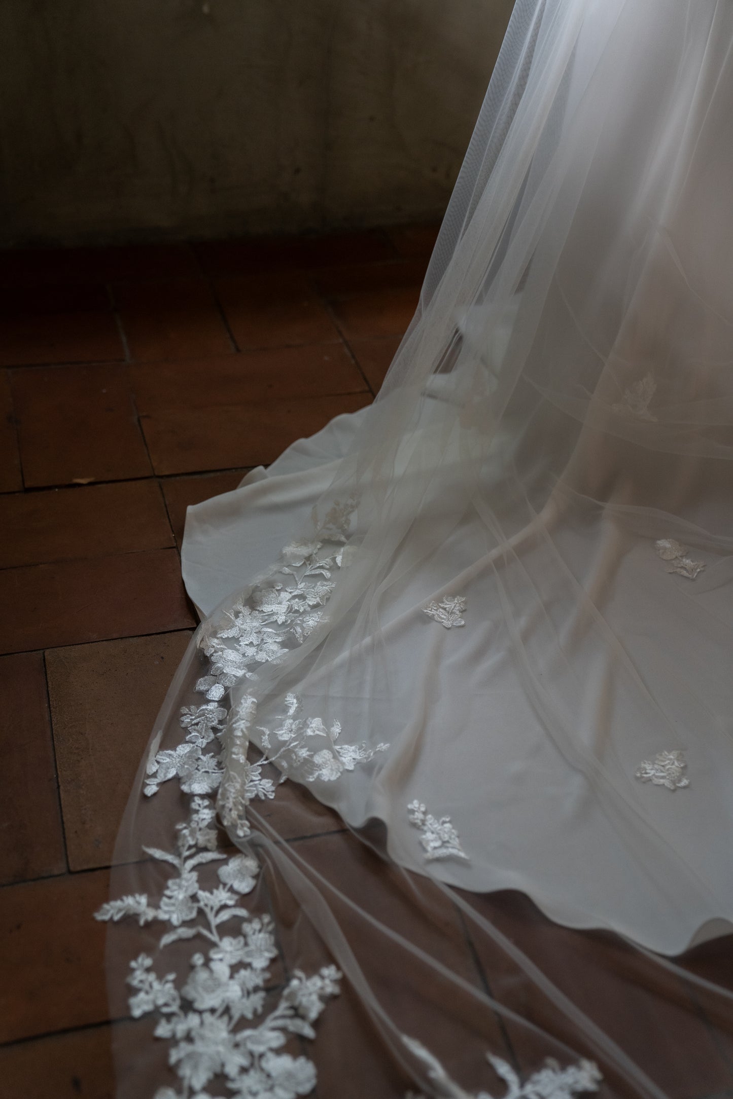 Cascading Lace Cathedral Veil