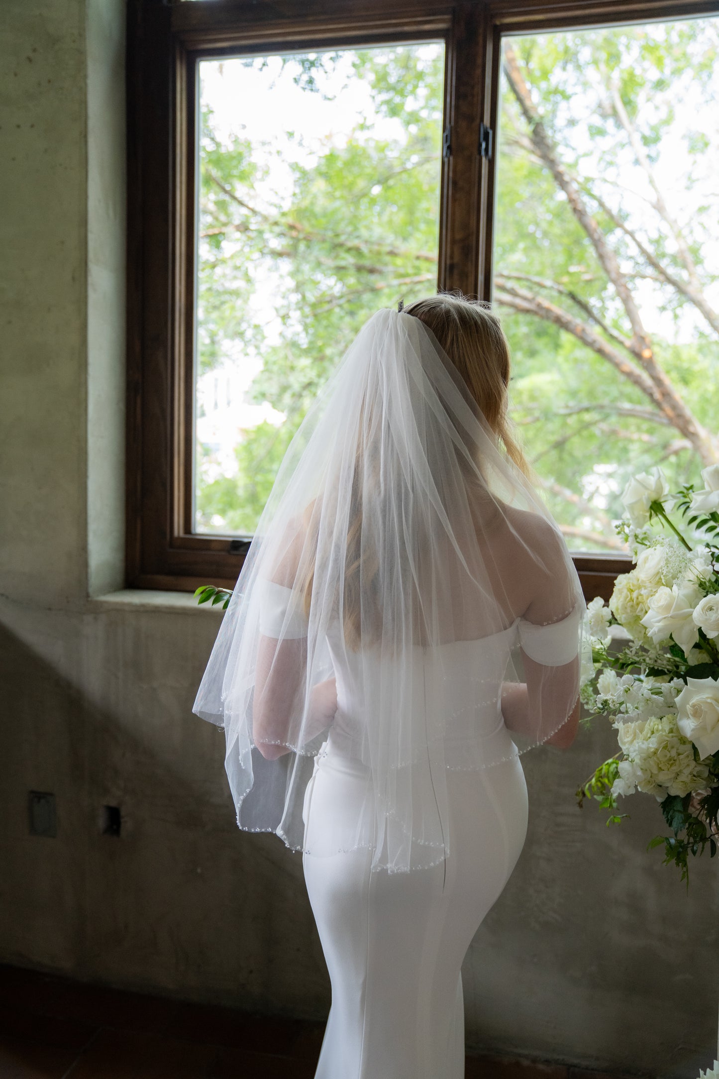 Two Tiered Crystal Edge Veil