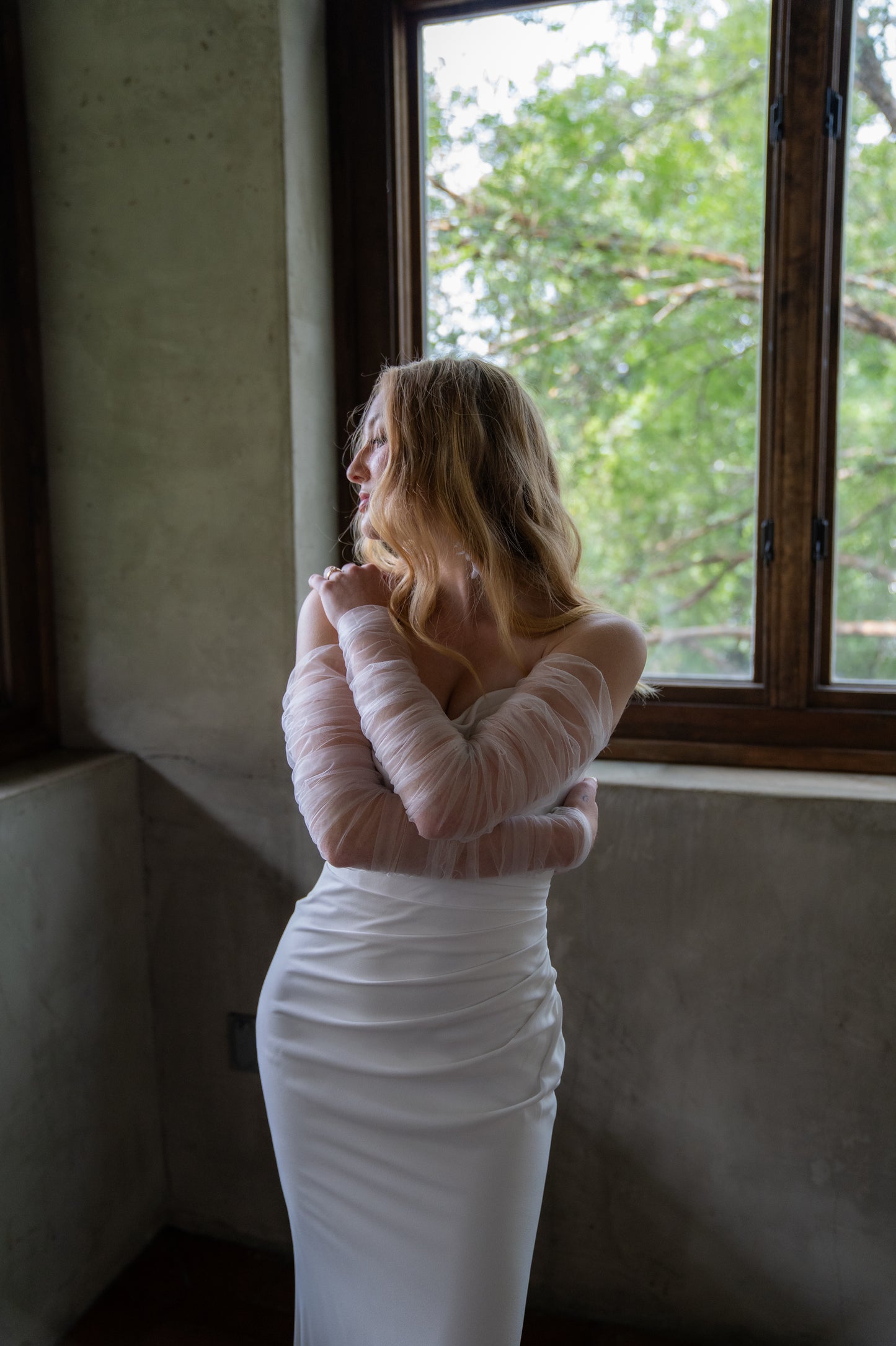 Ruched Tulle Sleeve