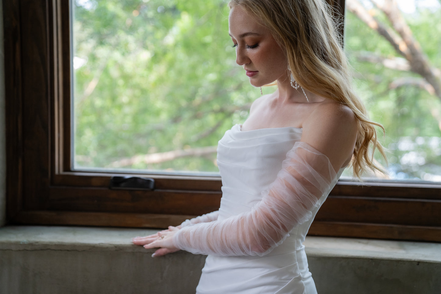 Ruched Tulle Sleeve